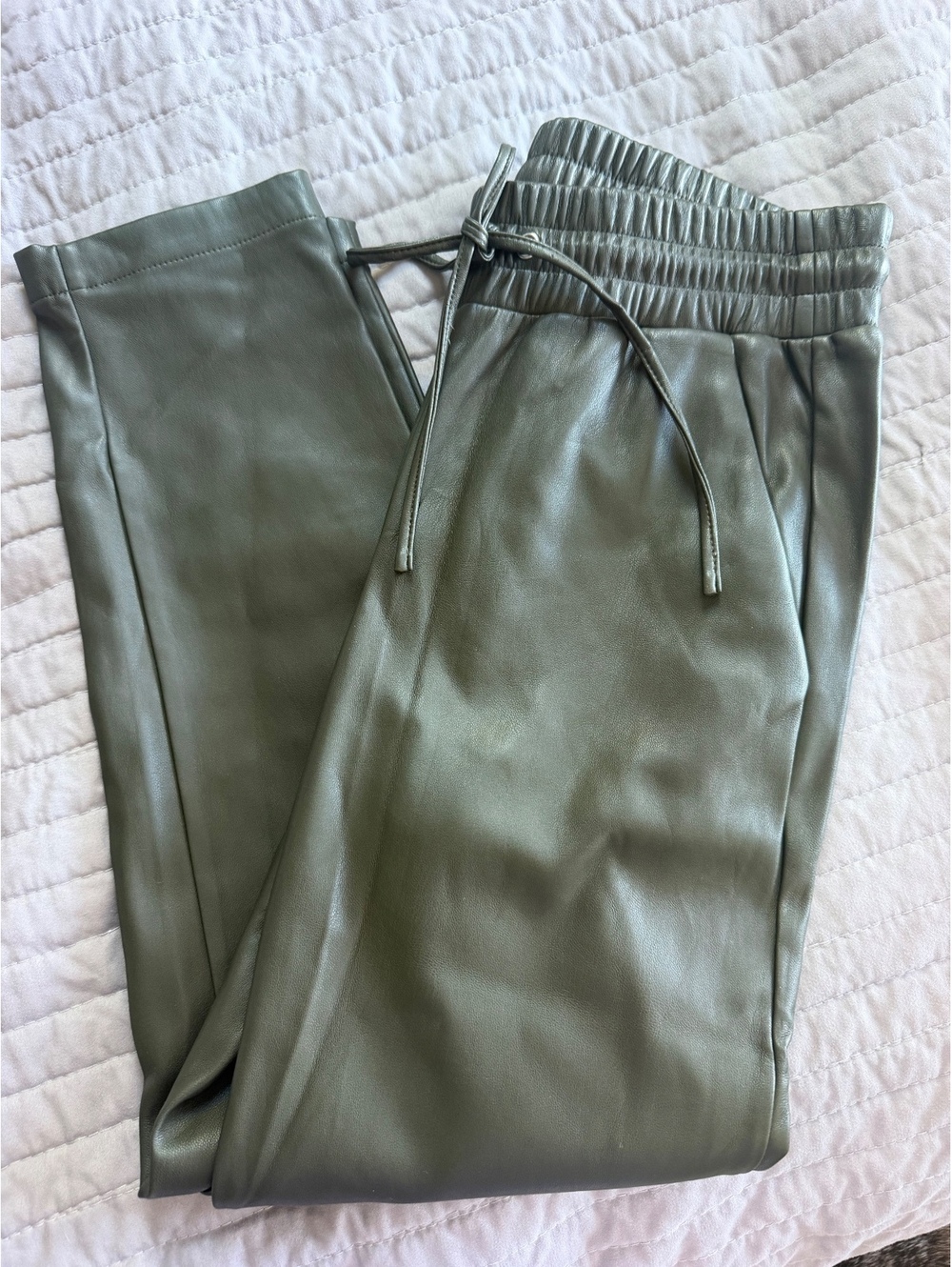 Loft Faux Leather Crop Pants - Olive
